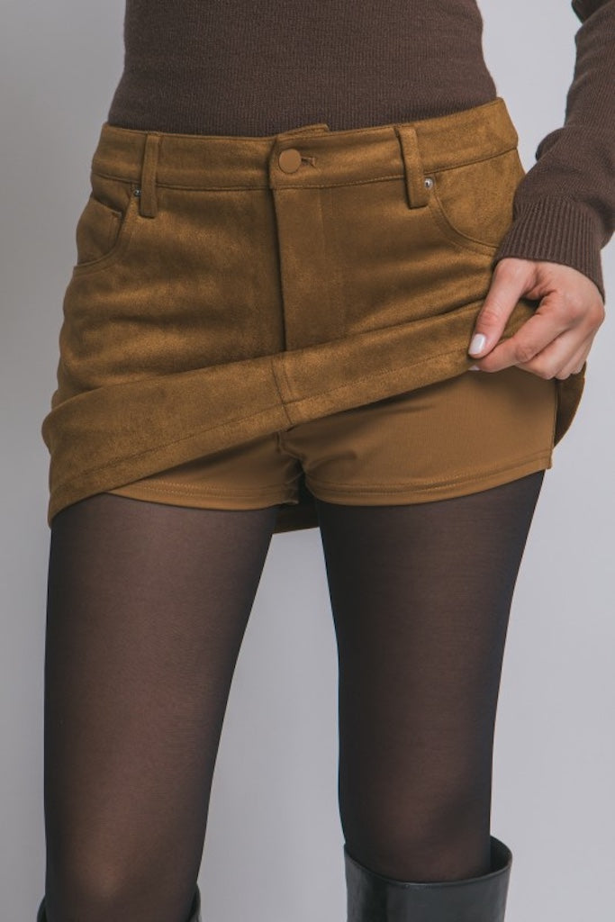 Amber Suede Skirt- Brown