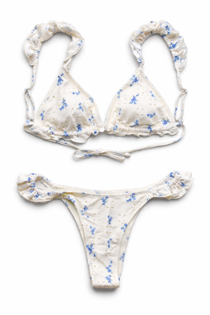 Rachel Floral Bikini - Cream/Blue