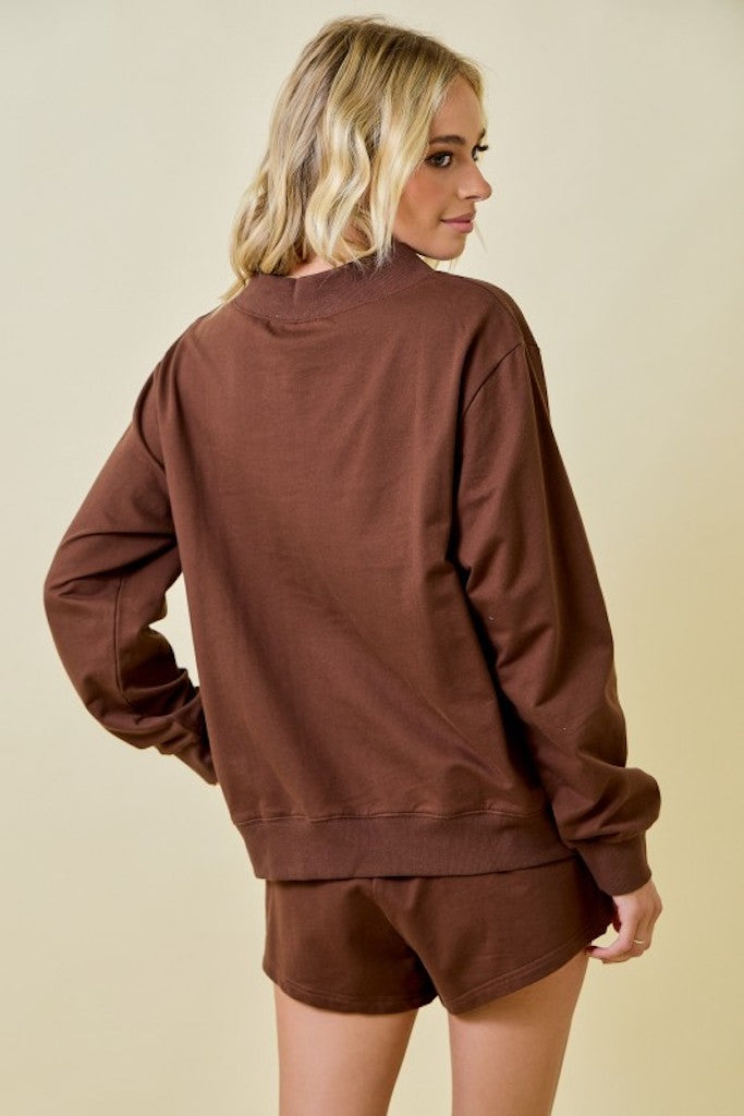 Sweet Tease Sweatshirt- Brown