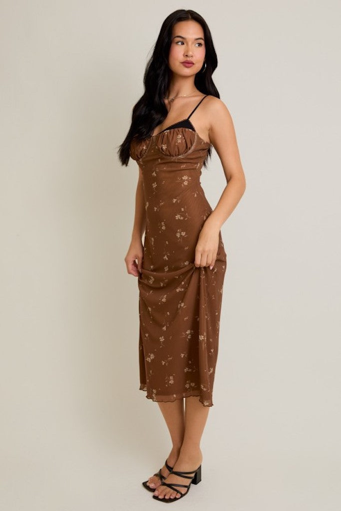 Giavana Midi Dress- Brown