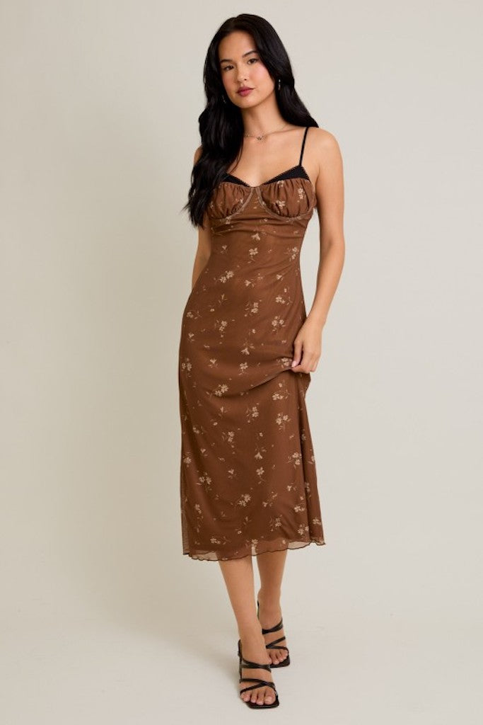 Giavana Midi Dress- Brown