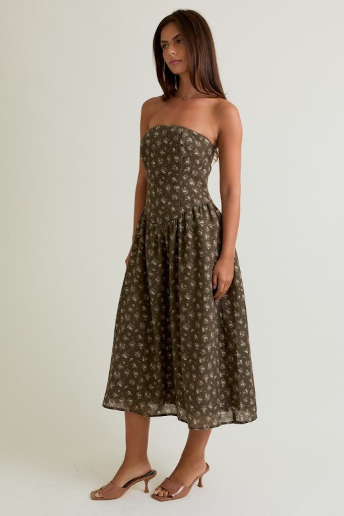 Afterglow Midi Dress- Olive