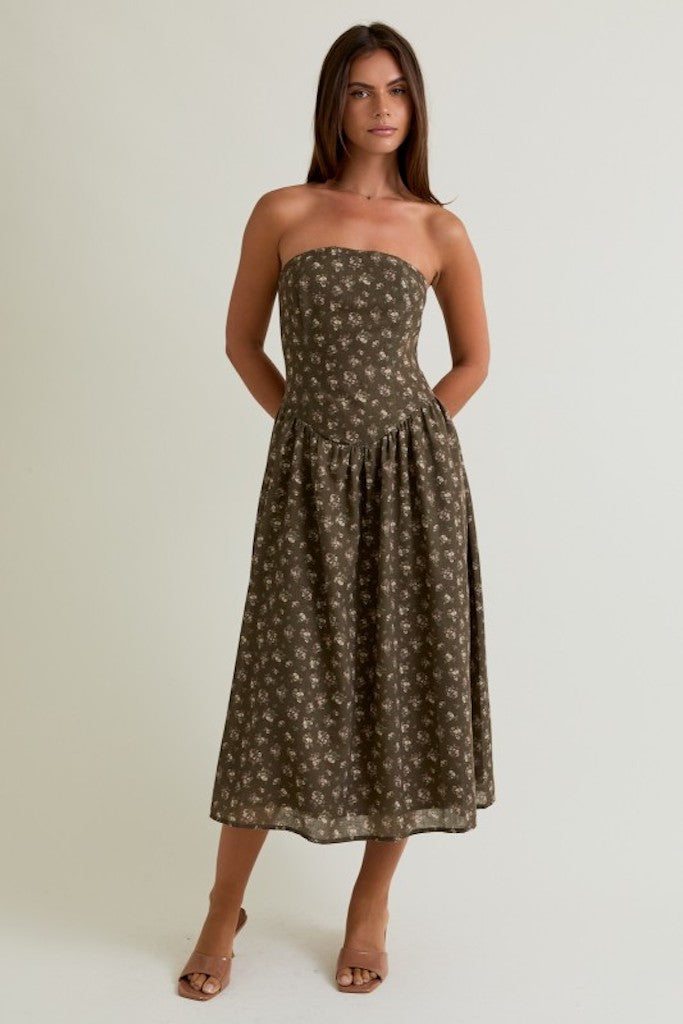 Afterglow Midi Dress- Olive