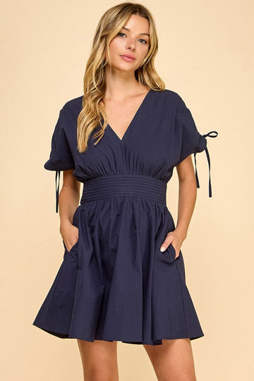 Classic Core V-Neck Dress - Navy