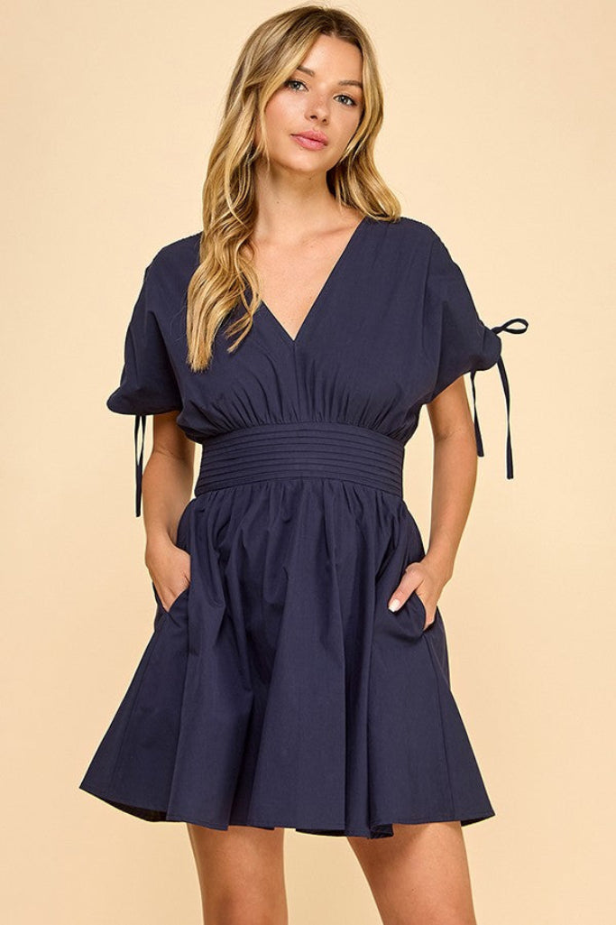 Classic Core V-Neck Dress - Navy