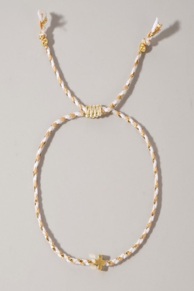 Corded Cross Charm Bracelet-