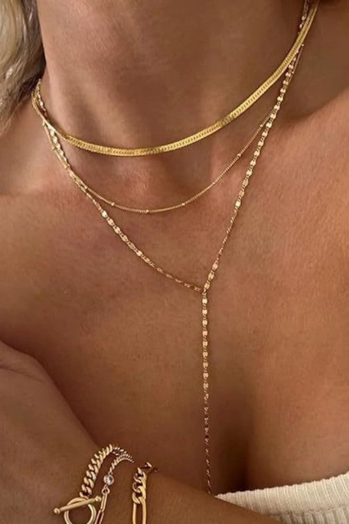 Layered Y Necklace- Gold