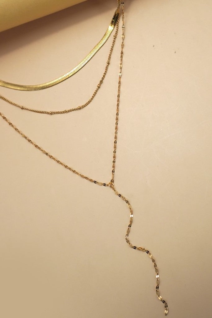 Layered Y Necklace- Gold