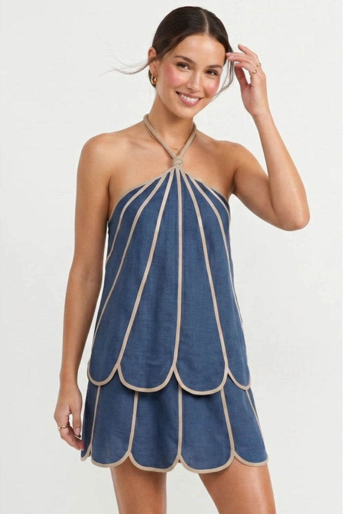Help Myself Shell Panel Top - Slate Blue