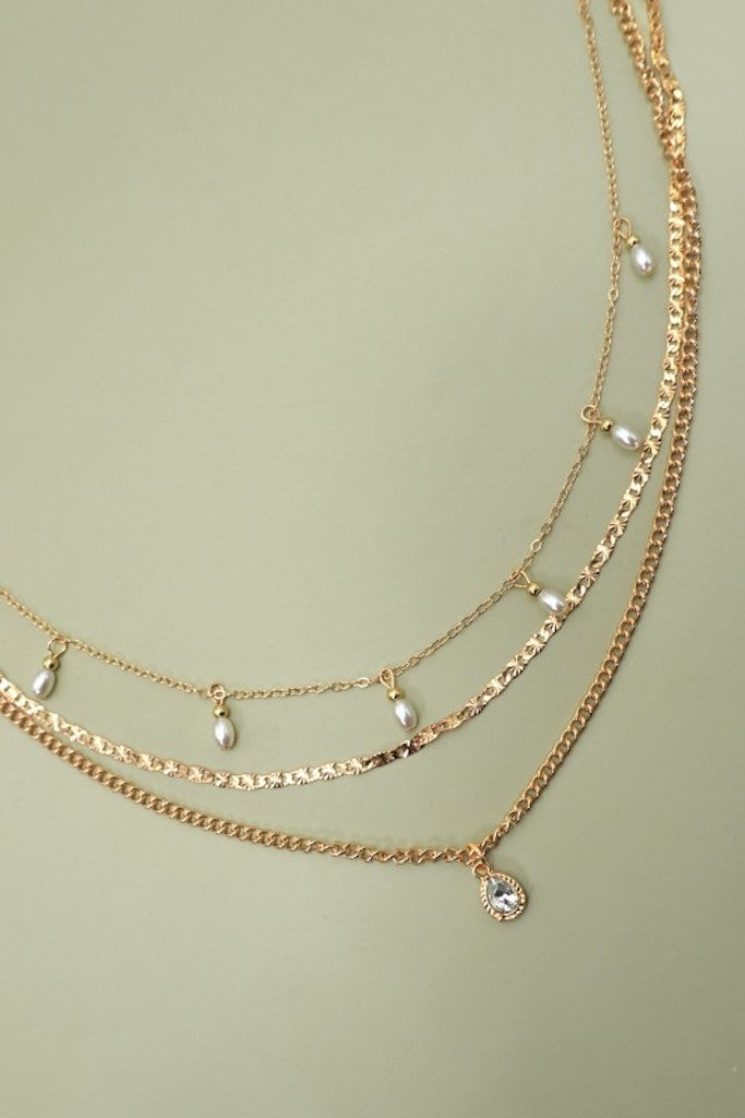Teardrop Charm Necklace- Gold