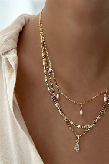 Teardrop Charm Necklace- Gold
