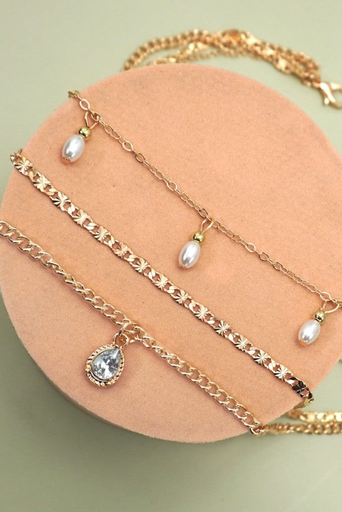 Teardrop Charm Necklace- Gold