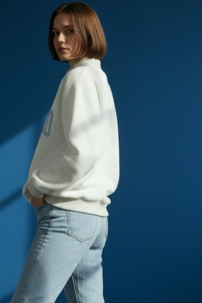 God Is Good Reversible Mock Neck Sweatshirt- Ash Grey/Light Blue