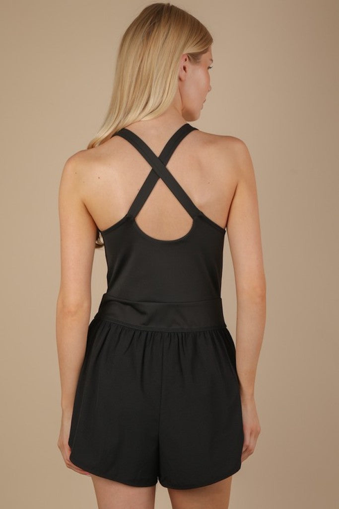 Pretty Girl Athletic Romper - Black