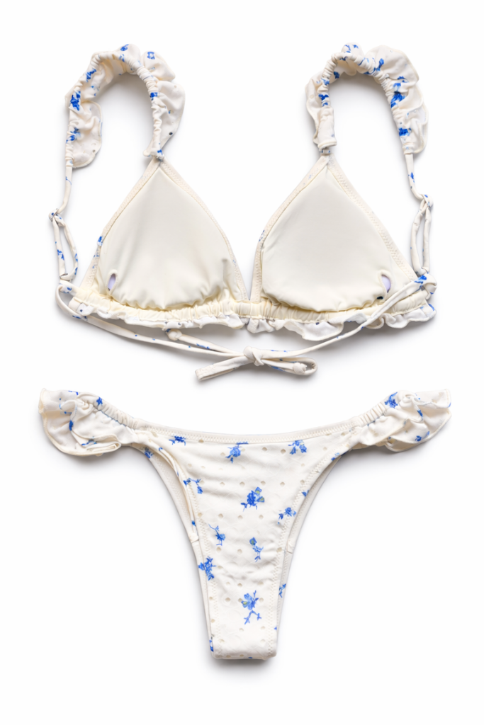 Rachel Floral Bikini - Cream/Blue