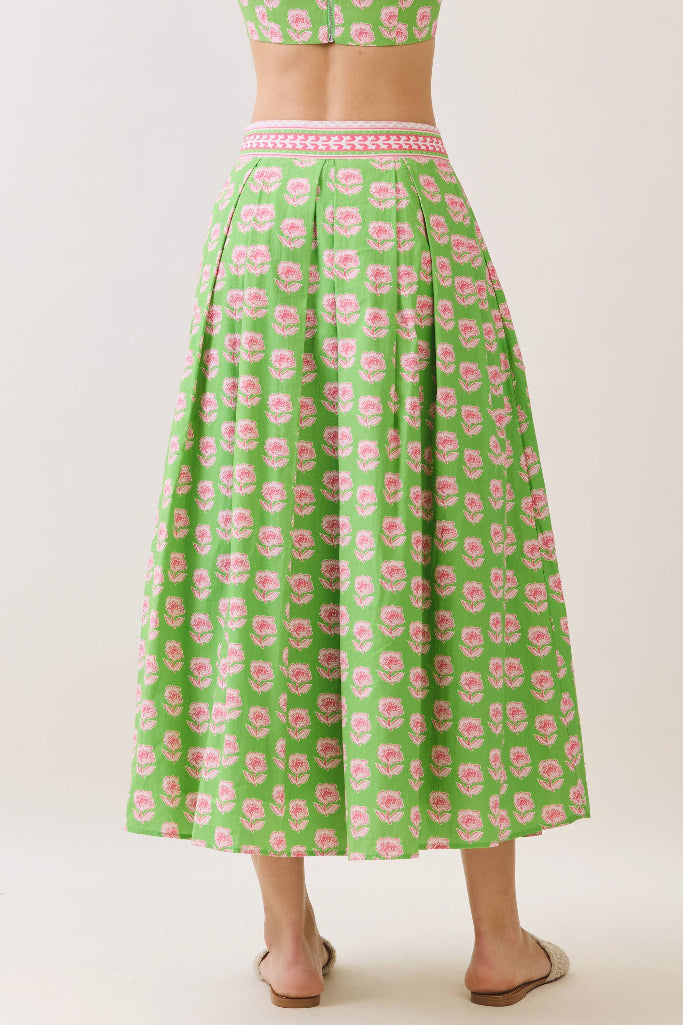 Hot To Handle Floral Maxi Skirt - Green