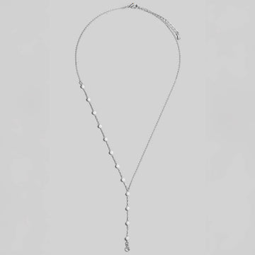 Cascade Pearl Lariat Necklace - Silver