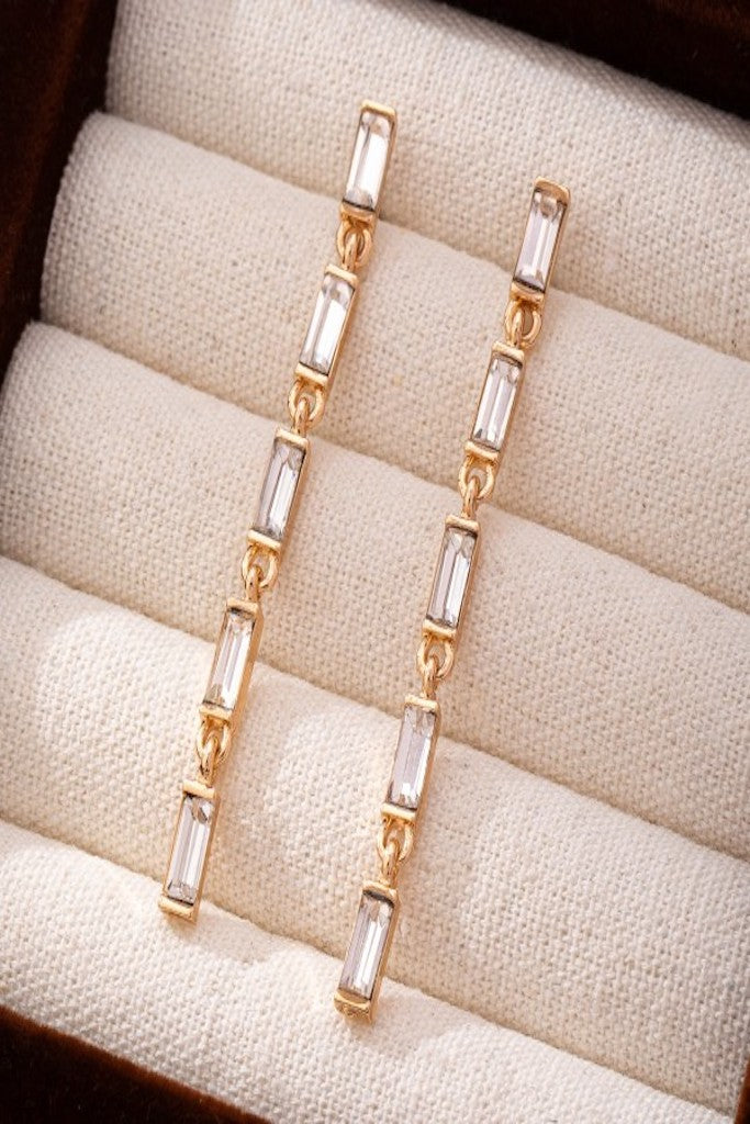 Crystal Drop Earrings- Gold