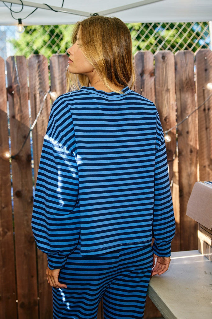 Mind Yourself Striped Top - Navy