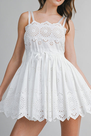 Catching Up Eyelet Dress - White