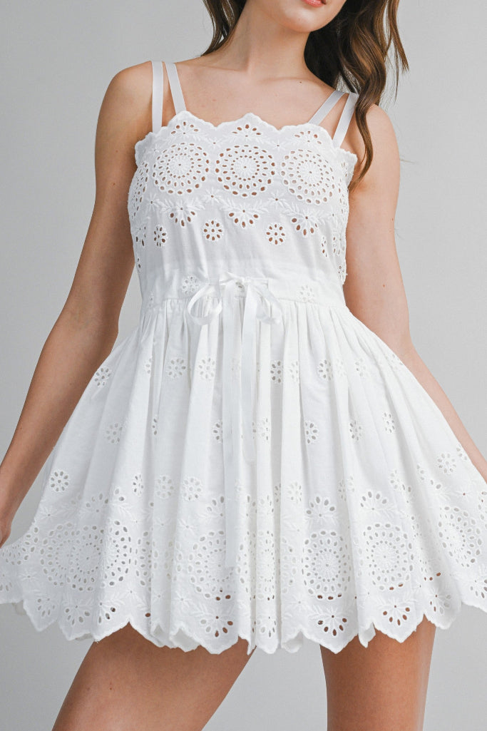 Catching Up Eyelet Dress - White