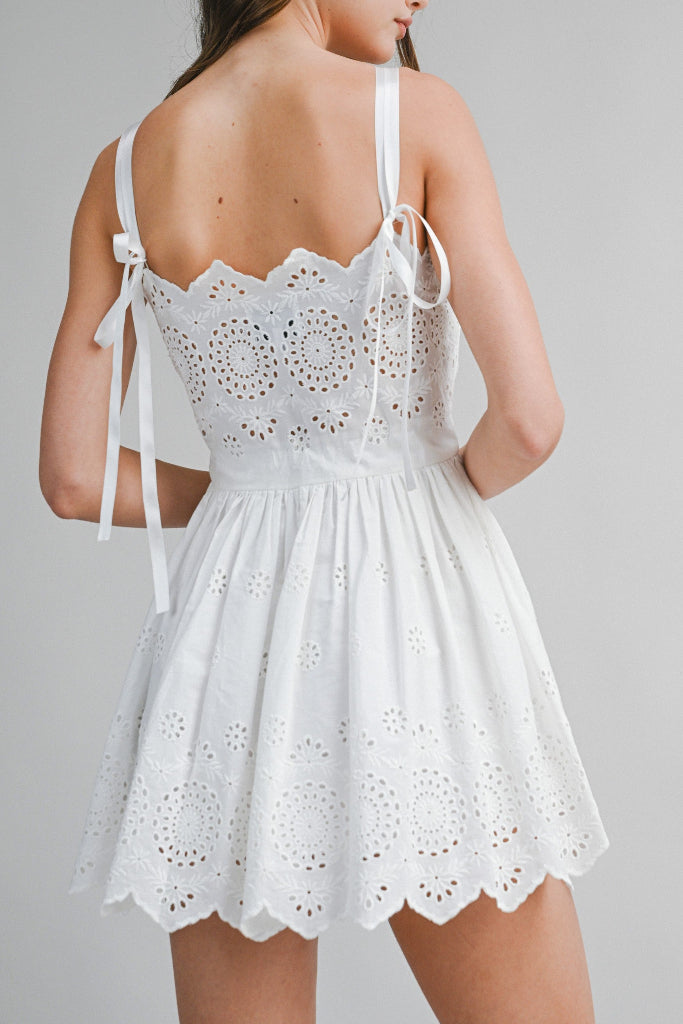 Catching Up Eyelet Dress - White