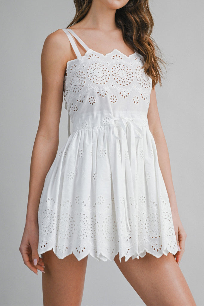 Catching Up Eyelet Dress - White