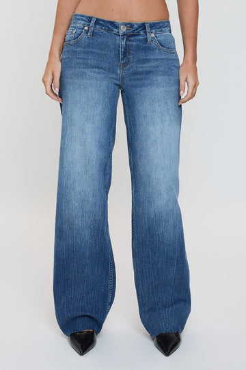Main Event Low Rise Wide Leg Jeans - Dark Wash