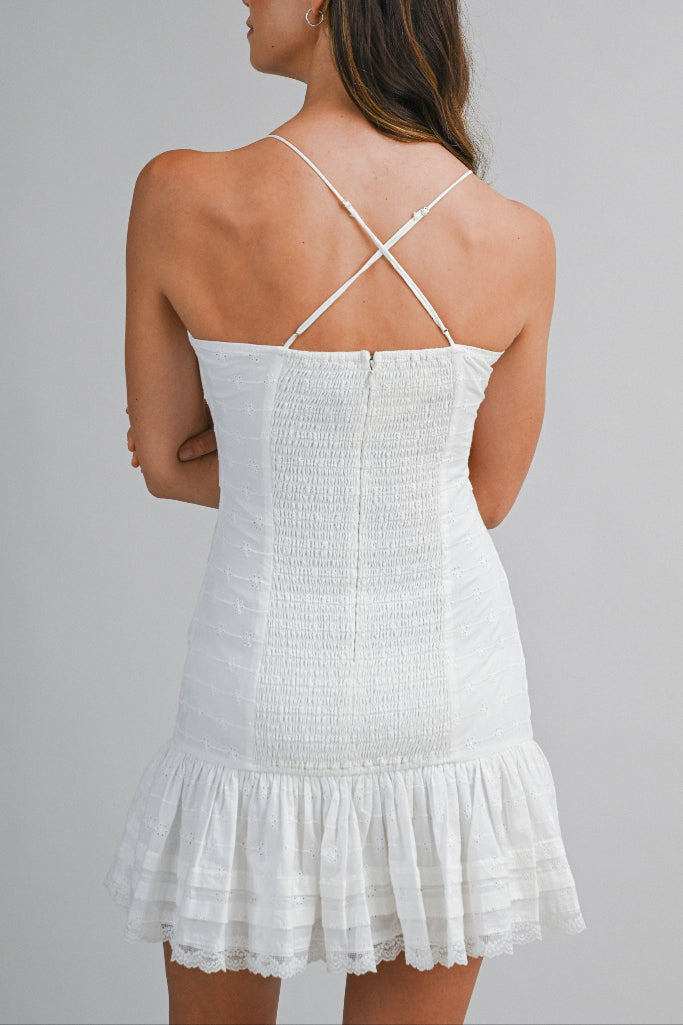 Be Patient Eyelet Lace Dress - Off White