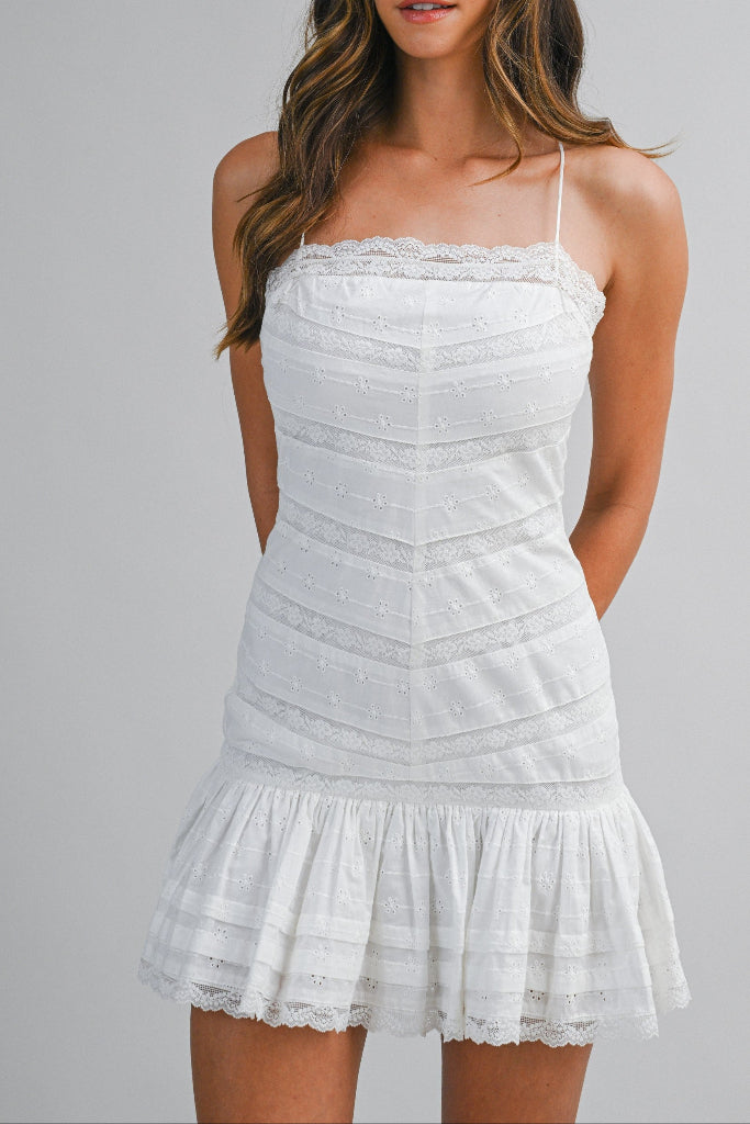 Be Patient Eyelet Lace Dress - Off White