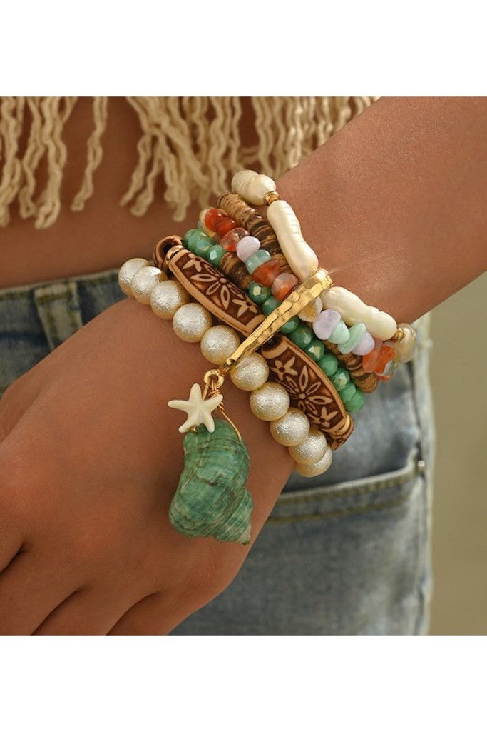 Janelle Shell Bracelet Set- Multi