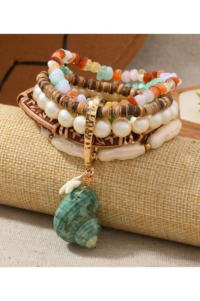 Janelle Shell Bracelet Set- Multi