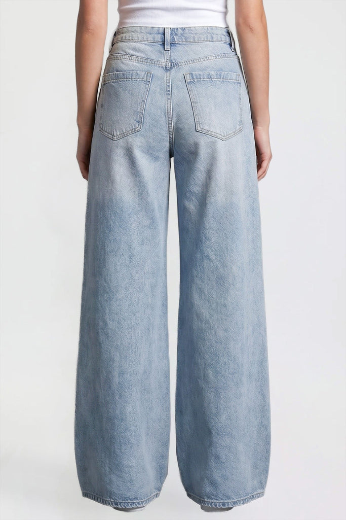 Trend Setter Wide Leg Baggy Jeans - Light Wash