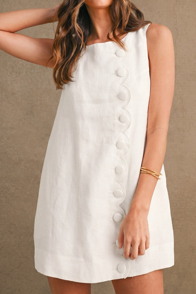 Living Honest Linen Dress - Off White