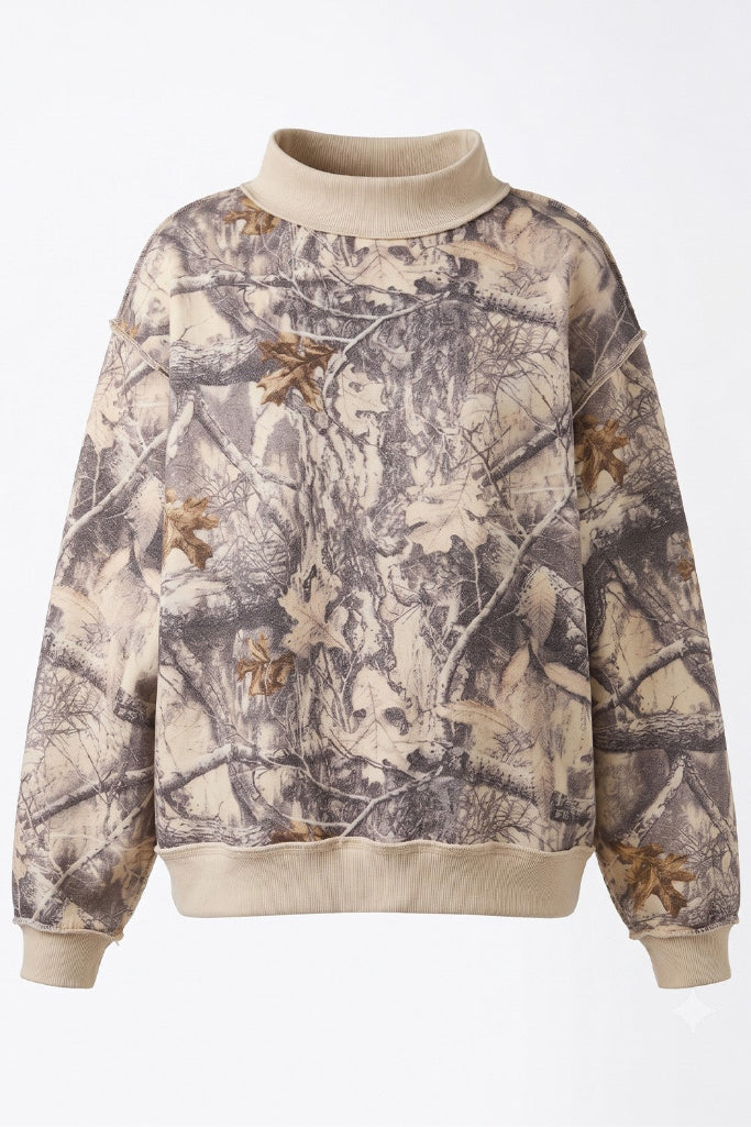 Creekside Mock Neck Sweatshirt - Taupe Camo