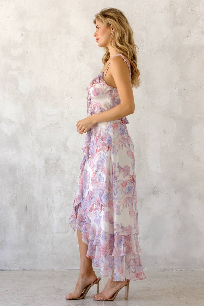 Kristie Midi Dress- Pink Multi