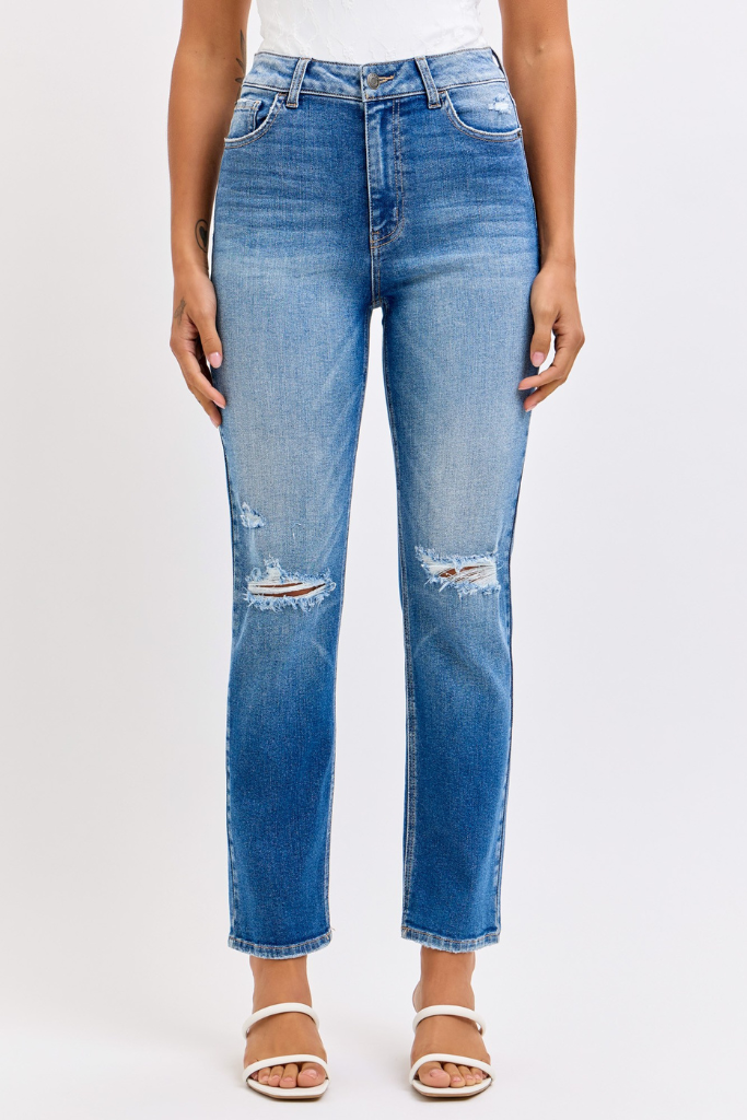 Convince Me Straight Leg Jeans - Medium Wash