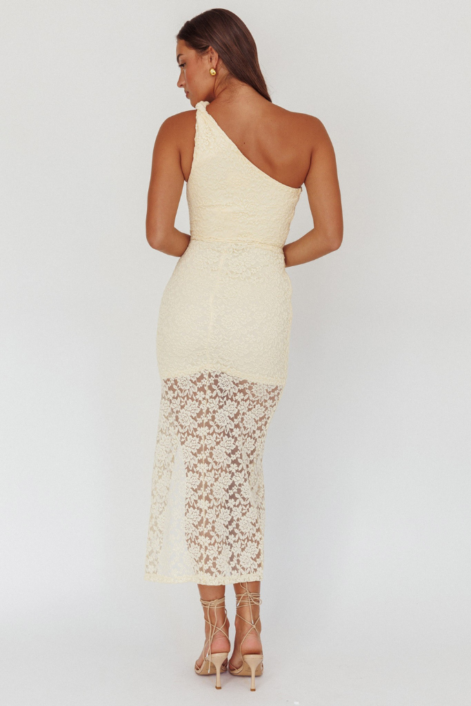Sweetly Said Lace Midi Dress - Light Yellow