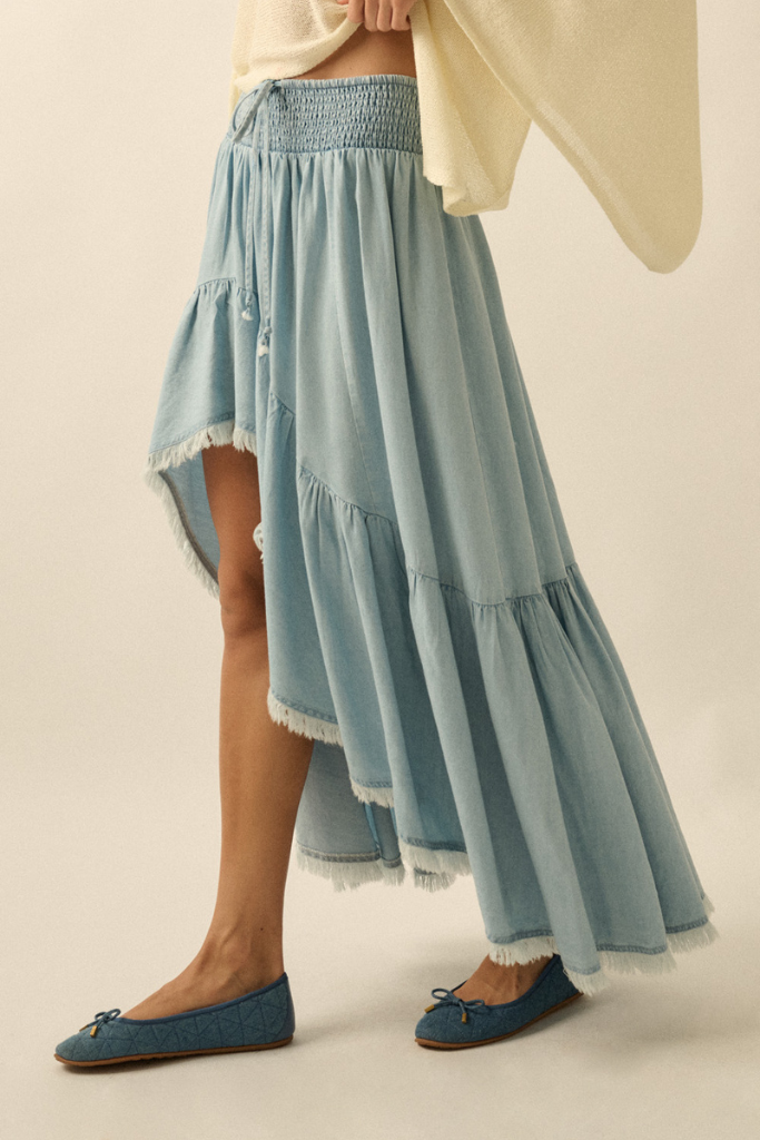 Flirty Affair High- Low Skirt - Denim