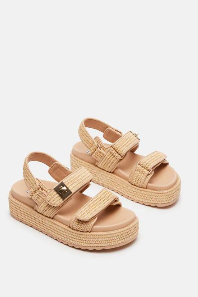 Steve Madden Big Mona Sandal- Natural Raffia