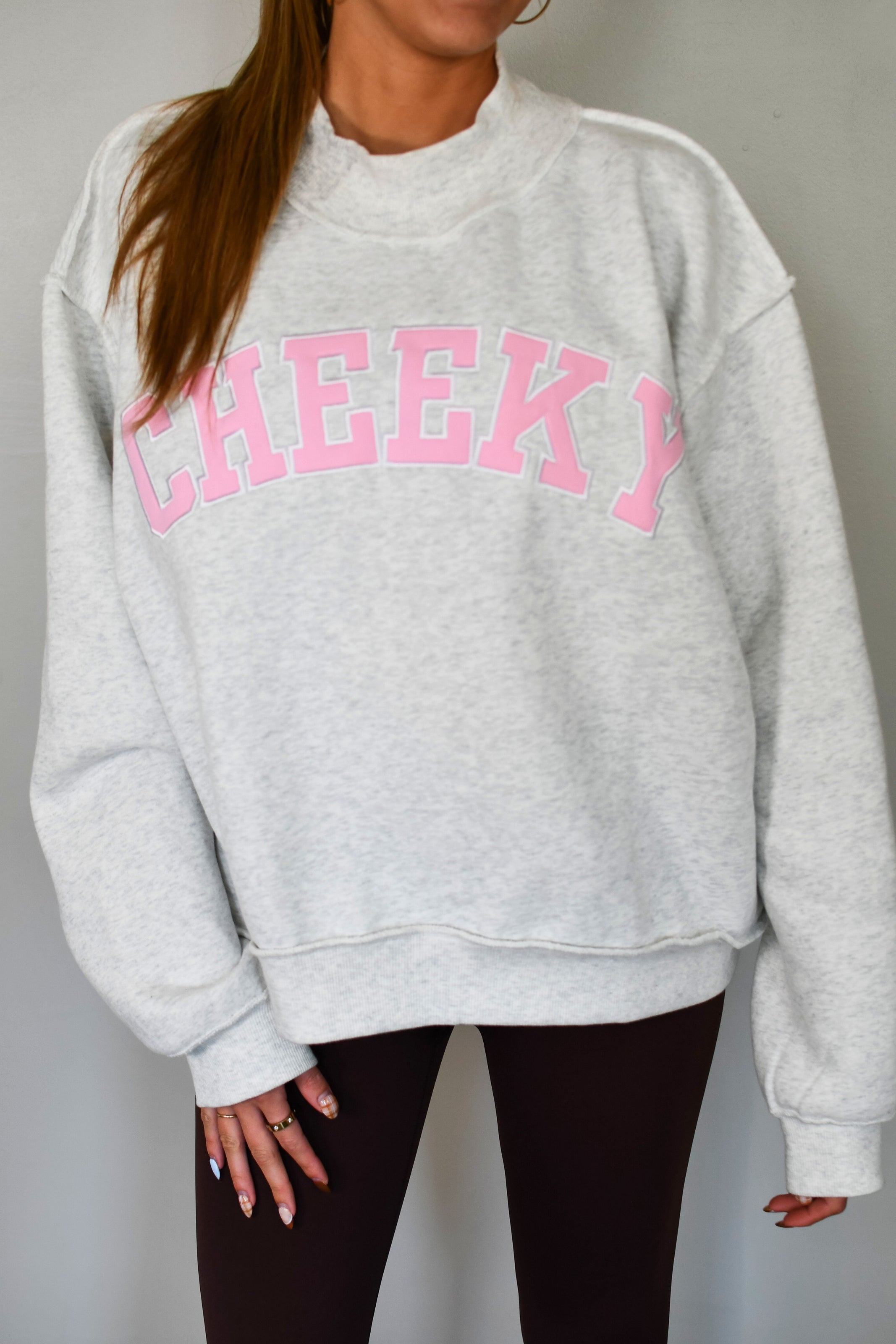 Cheeky X TooLooLah Mock Neck Sweatshirt - Ash Grey – Cheeky Bliss