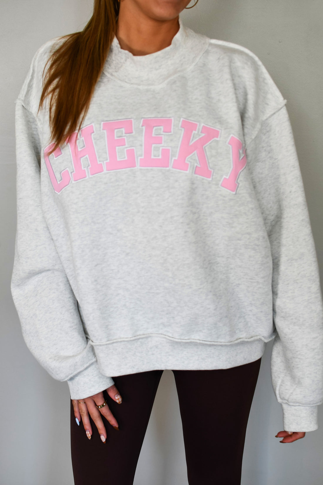 Cheeky X Tooloolah Mock Neck Sweatshirt - Ash Grey