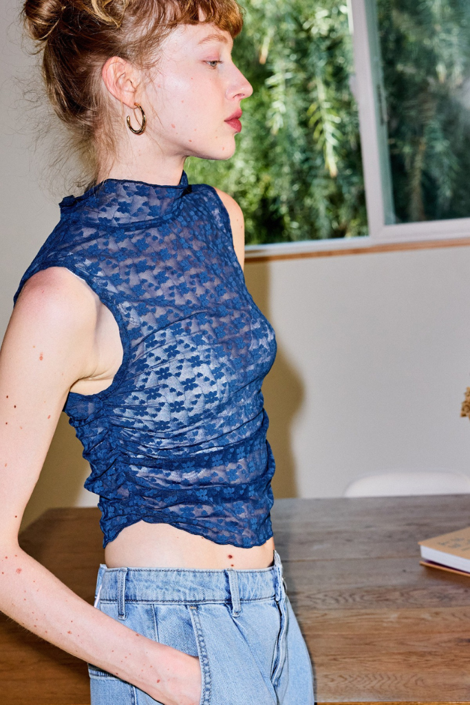 Larkyn Lace Top - Navy Blue