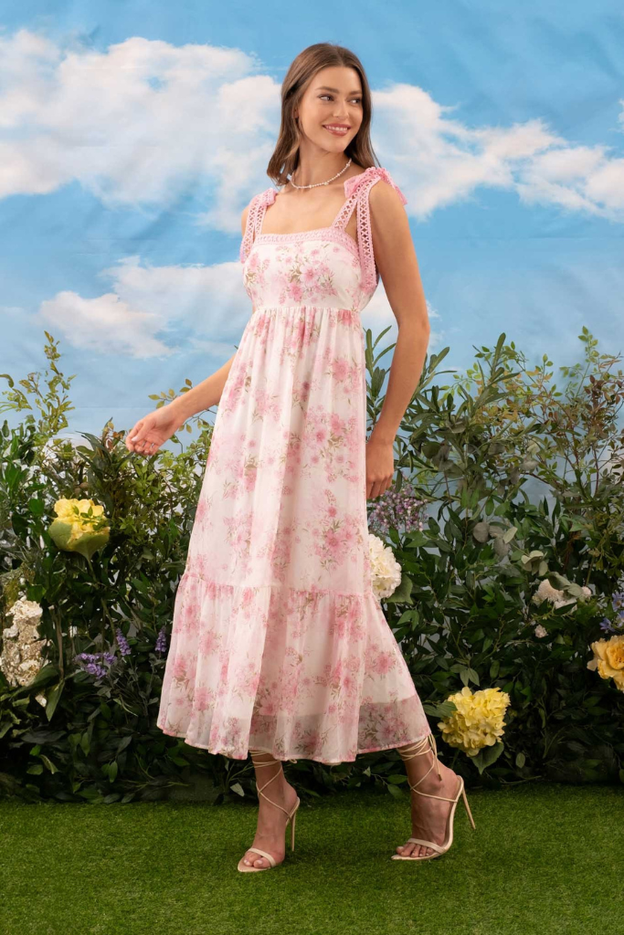 Garden Girl Maxi Dress -Pink
