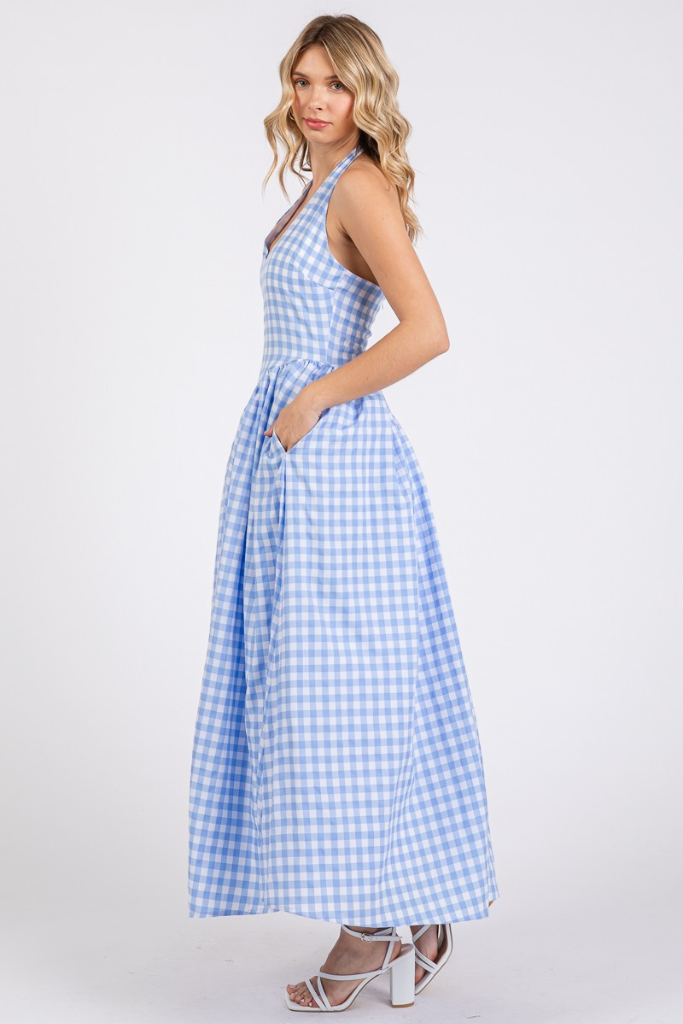 Flirty Fun Maxi Dress - Blue/White