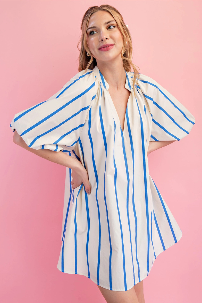 Mckenzie Striped Dress - Blue/White