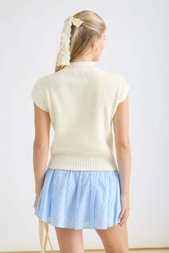 Samara Mock Neck Sweater Top - Cream