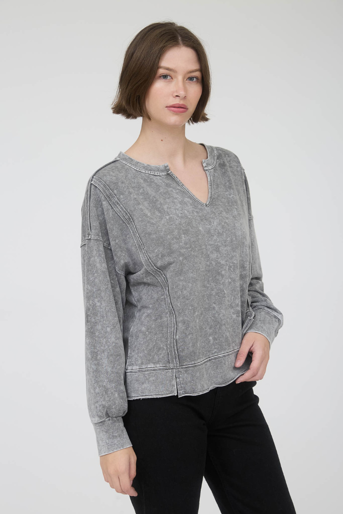 Heartfull Knit Top - Charcoal