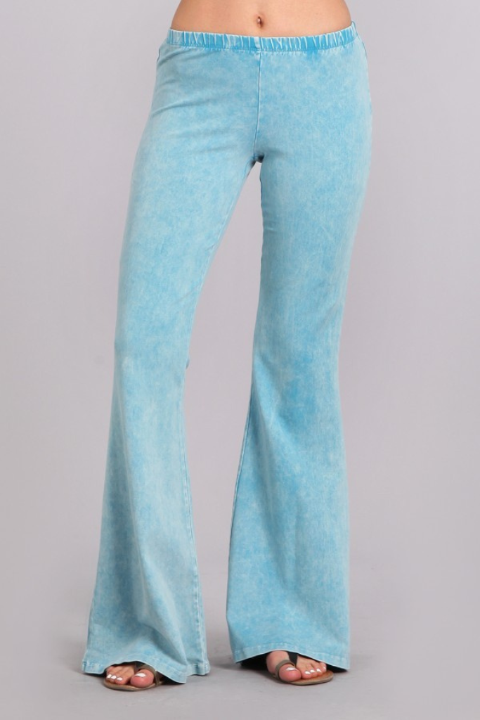 Nine To Five Bell Bottom Pants - Sky Blue