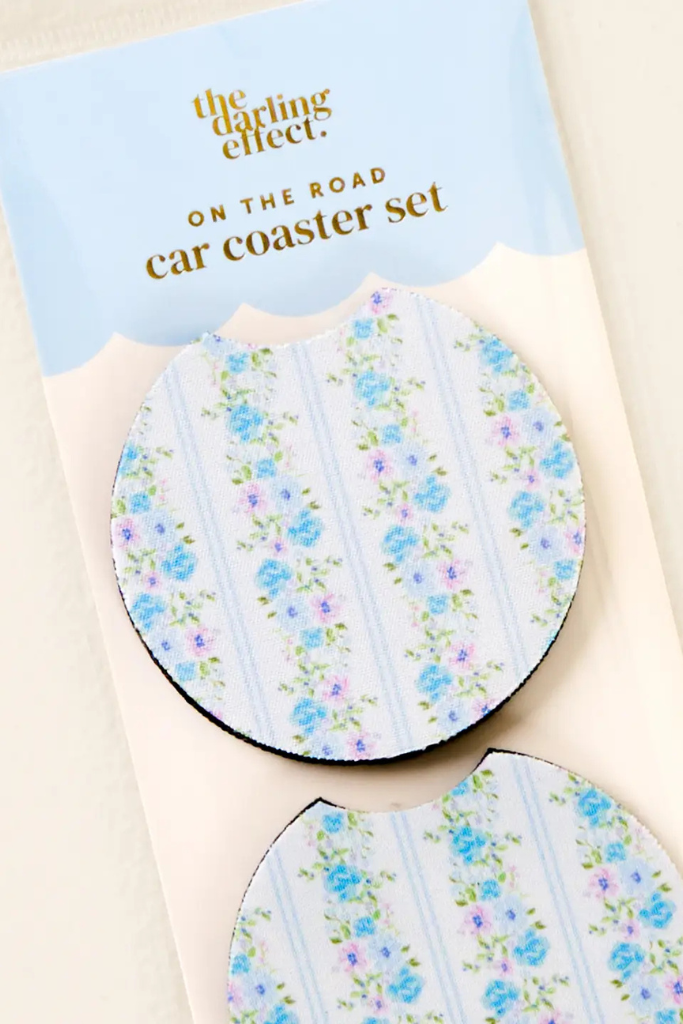 Car Coaster Set - Petal Paradise Blue
